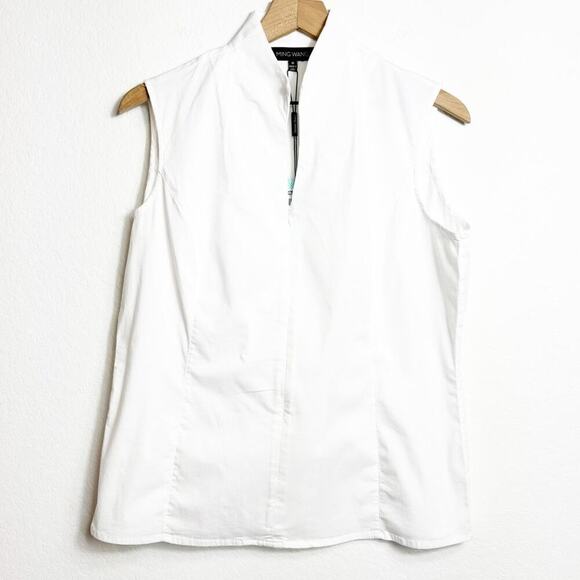 MING WANG SLEEVELESS WHITE WOMEN BLOUSE SIZE XS BRAND NEW WITH TAGS - Picture 1 of 6